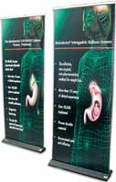 850 Premium Rollaway banner with lights
